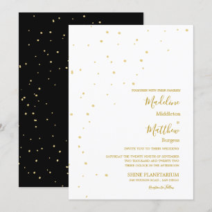 Astral Gold Punkte Schwarze Abendhochzeit Einladung