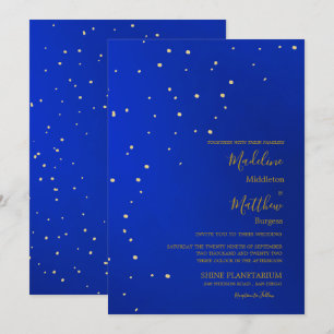Astral Gold Stars Blue Abend Wedding Einladung