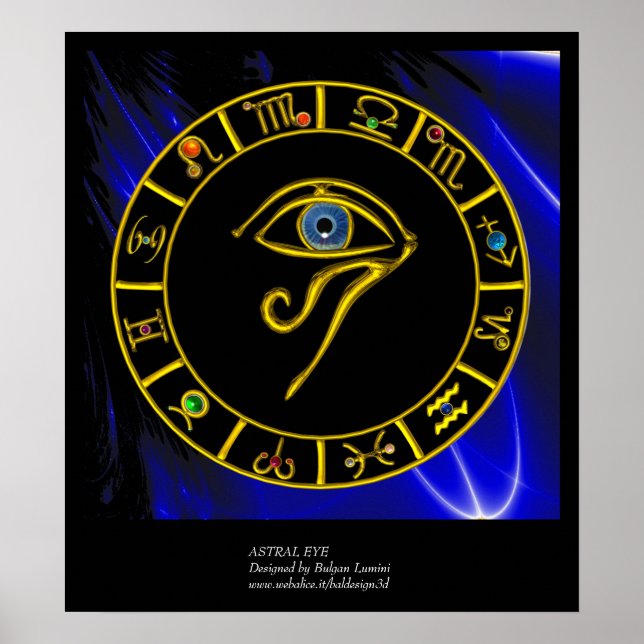 ASTRAL HORUS EYE ,BLAUE TALISMAN Astrologie Chart Poster (Vorne)
