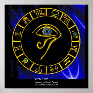 ASTRAL HORUS EYE ,BLAUE TALISMAN Astrologie Chart Poster