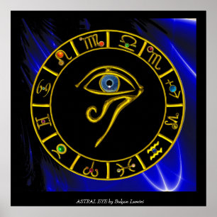 ASTRAL HORUS EYE ,BLAUE TALISMAN Astrologie Chart Poster