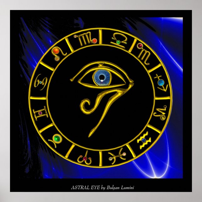 ASTRAL HORUS EYE ,BLAUE TALISMAN Astrologie Chart Poster (Vorne)