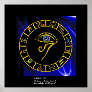 ASTRAL HORUS EYE / BLAUE TALISMAN Zodiac Chart Poster