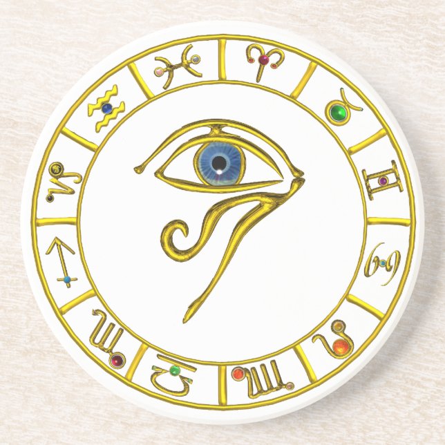 ASTRAL HORUS EYE, BLUE TALISMAN Astrologie Chart Getränkeuntersetzer (Vorne)