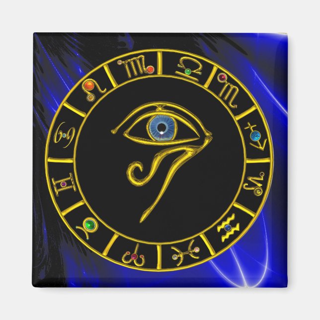 ASTRAL HORUS EYE, BLUE TALISMAN Astrologie Chart Magnet (Vorne)