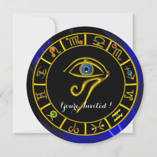 ASTRAL HORUS EYE BLUE TALISMAN Gold Zodiac Chart Einladung