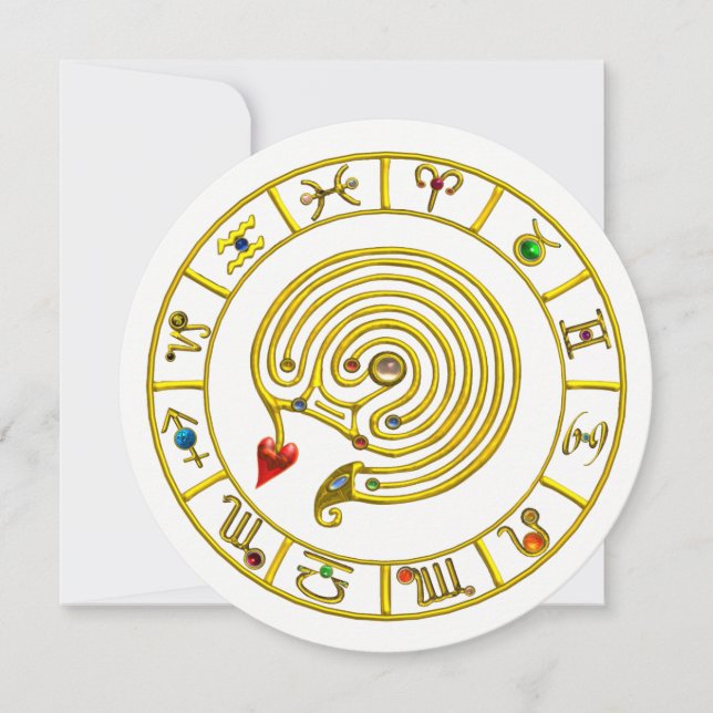 ASTRAL LABYRINTH GOLD ZODIAC CHART Astrologie Einladung (Vorderseite)