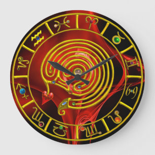ASTRAL LABYRINTH GOLD ZODIAC CHART Astrologie Große Wanduhr