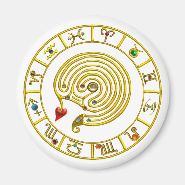 ASTRAL LABYRINTH GOLD ZODIAC CHART Astrologie Magnet (Vorne)