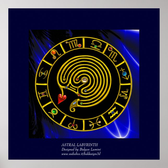 ASTRAL LABYRINTH GOLD ZODIAC CHART Astrologie Poster (Vorne)