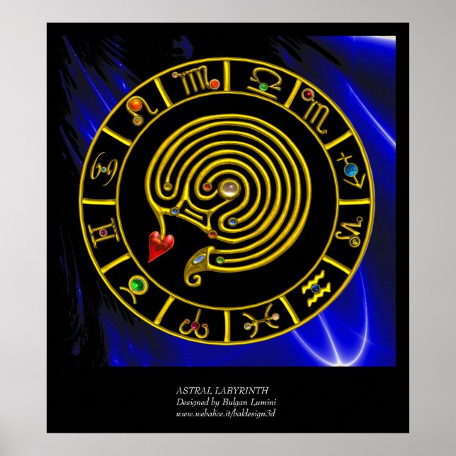 ASTRAL LABYRINTH GOLD ZODIAC CHART Astrologie Poster (Vorne)