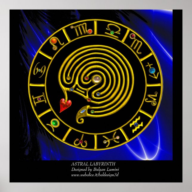 ASTRAL LABYRINTH GOLD ZODIAC CHART Astrologie Poster (Vorne)