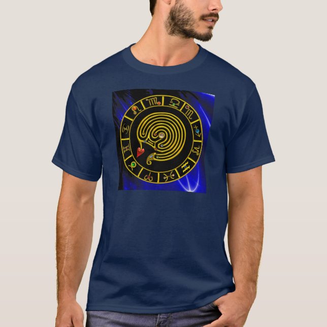 ASTRAL LABYRINTH GOLD ZODIAC CHART Astrologie T-Shirt (Vorderseite)
