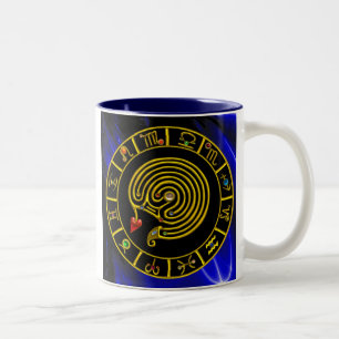 ASTRAL LABYRINTH GOLD ZODIAC CHART Astrologie Zweifarbige Tasse