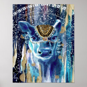 Astral Moon Cow Mandala Geschenk für Kuhliebhaber Poster