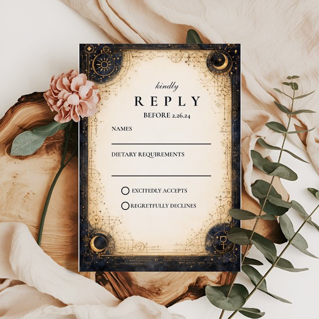 Astral Night Wedding RSVP Karte (Von Creator hochgeladen)