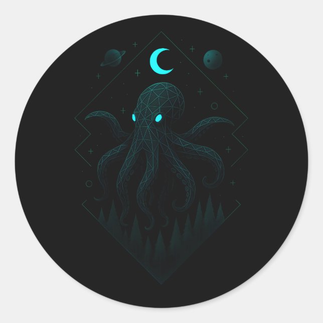 Astral Octopus - Kosmische Intelligenz Runder Aufkleber (Vorderseite)