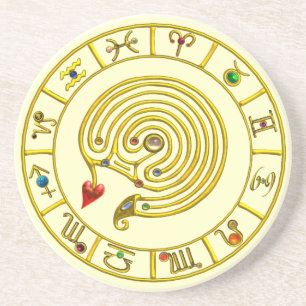 ASTRALER LABYRINTH GOLD-TIERKREIS Astrologie Untersetzer