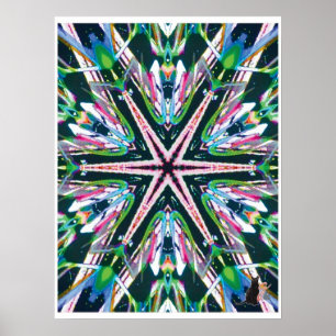 Astrales kinetisches Collage-Kaleidoskop-Poster Poster