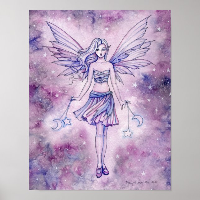 Astralina Lila Blue Faiasy Fantastische Bergwelten Poster (Vorne)