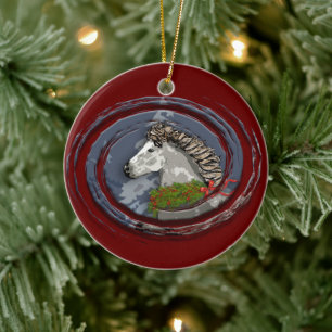 Astrid Isländische Stute für die Feiertage Keramik Ornament