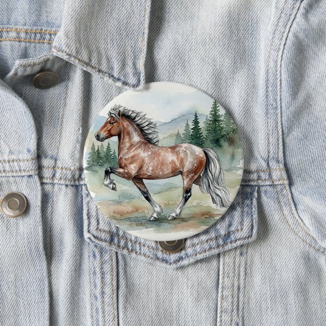 Astrid Tolting Icelandic Horse watercolor Button (Beispiel)