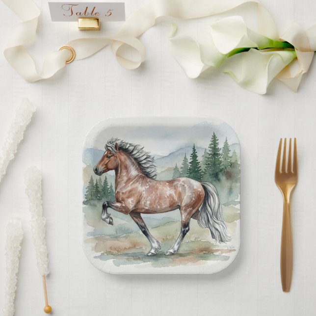 Astrid Tolting Icelandic Horse watercolor Pappteller (Hochzeit)