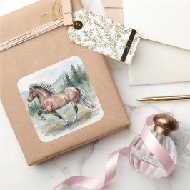 Astrid Tolting Icelandic Horse watercolor Quadratischer Aufkleber