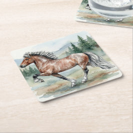 Astrid Tolting Icelandic Horse watercolor Rechteckiger Pappuntersetzer
