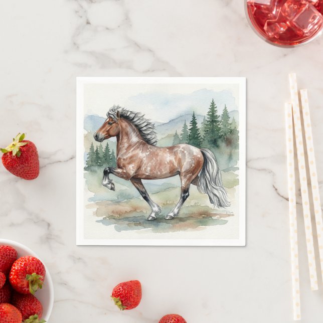 Astrid Tolting Icelandic Horse watercolor Serviette (Beispiel)