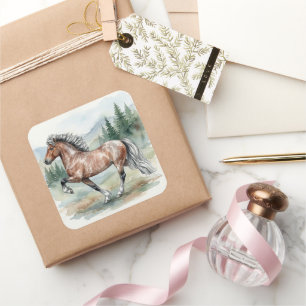 Astrid Tolting Isländisches Pferd Aquarell Quadratischer Aufkleber