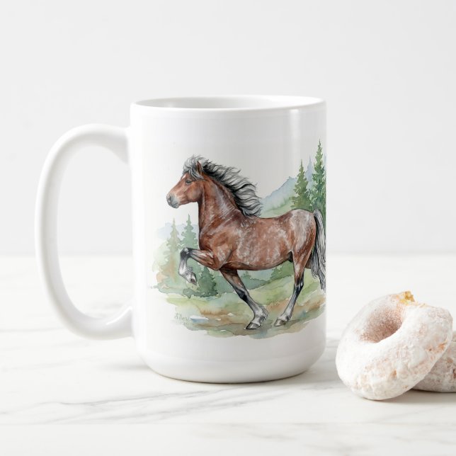 Astrid Watercolor Icelandic Horse Kaffeetasse (Mit Donut)
