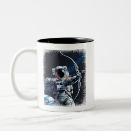 ASTRO ARCHER - Astronaut mit Bow und Pfeil Zweifarbige Tasse