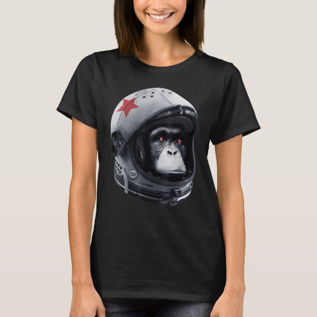 Astro Chimp Astronaut Raumfähre Galaxy Helmet Affe T-Shirt (Vorderseite)
