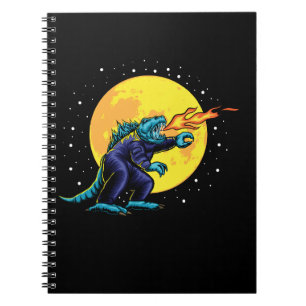 Astro-Godzilla-Illustration mit Design Notizblock