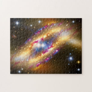 Astro-goldfarbene und schwarze Galaxie Weltraumsch Puzzle