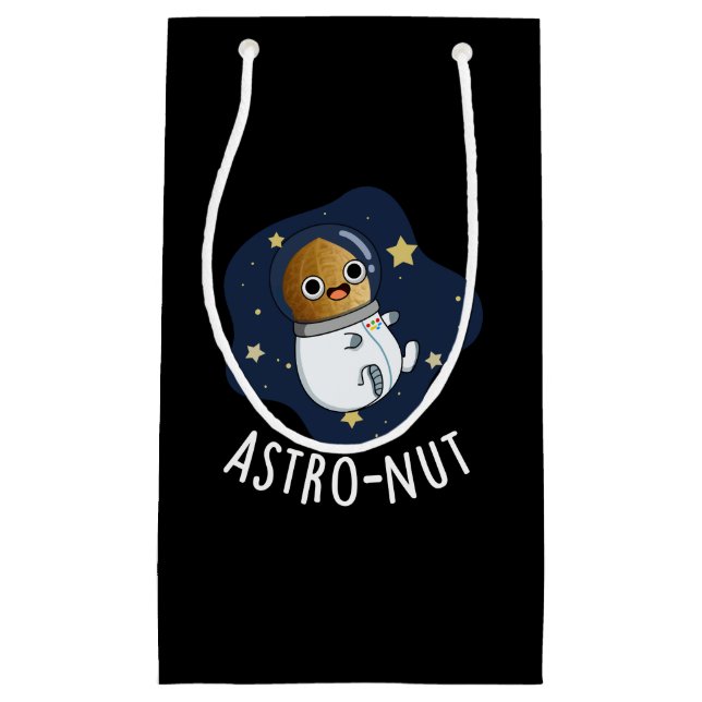 Astro-Nuss-Nuss Astronaut Pun Dark BG Kleine Geschenktüte (Vorderseite)