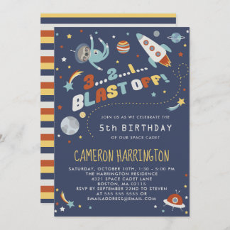 Astro Sloth - Raum-Kindergeburtstag-Party Einladung