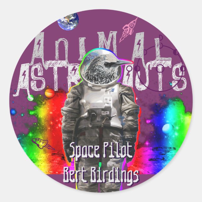 Astro Vogel Runder Aufkleber (Vorderseite)