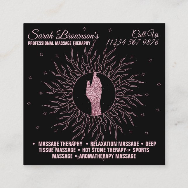 Astrologe Massage Therapy Hand Star Quadratische Visitenkarte (Vorderseite)