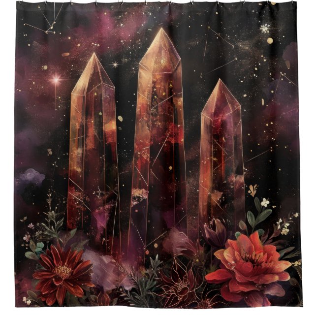 Astrologie Amethyst Konstellation Kosmisch Duschvorhang (Vorderseite)