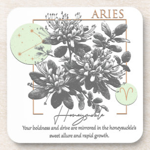 Astrologie/Äries Zodiac Signage Blume Honeysuckle Getränkeuntersetzer