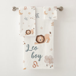 Astrologie-Design: Wasserfarbe Leo Zodiac Zeichen Badhandtuch Set