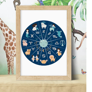 Astrologie für Kinder- Kinderzimmer Zodiac Wheel B Poster