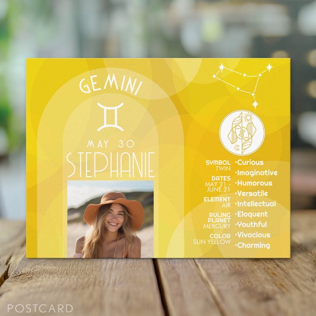 Astrologie Gemini Zodiac Sign Foto Custom Geburtst Postkarte (Custom Postcard)