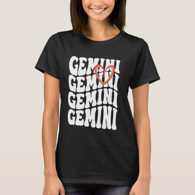 Astrologie-Grafik Zwillinge Sternzeichen T-Shirt (Vorderseite)
