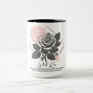 Astrologie/Krebs Zodiaka Signatur Blume Weiße Rose Tasse