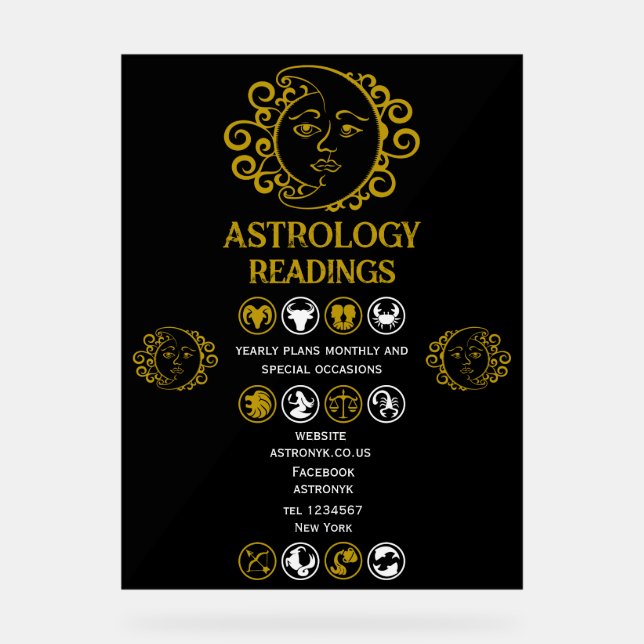 Astrologie Lesen Acrylschild (Vorderseite)