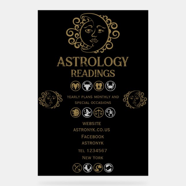 Astrologie Lesen Acrylschild (Vorderseite)