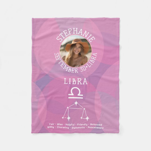 Astrologie Libra Zodiac Signa Foto Custom Geburtsd Fleecedecke (Vorderseite)